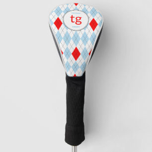 Couvre-club De Golf Chicago Blue & Red Jacquard Motif Moderne Monogram