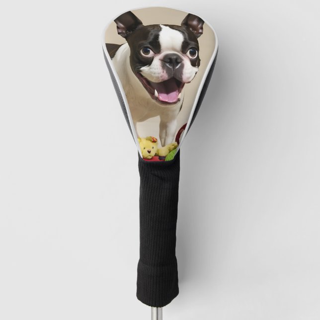 Couvre-club De Golf Chien de Boston Terrier jouant avec des jouets (Devant)