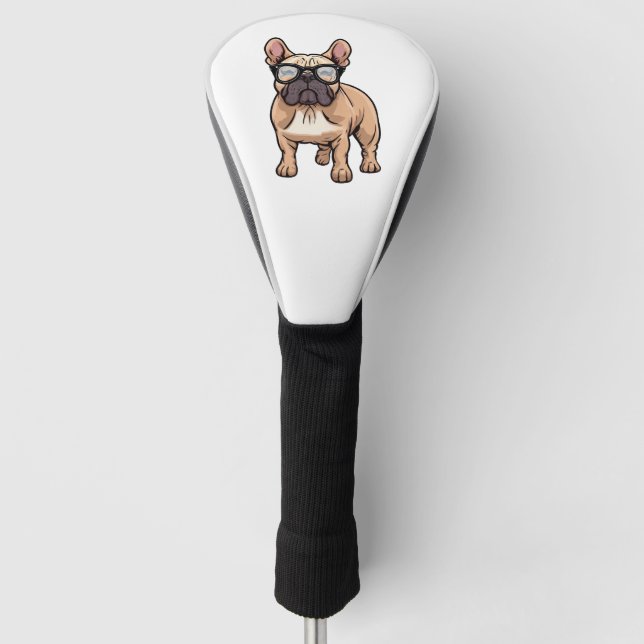 Couvre-club De Golf Chien de taureau français portant des lunettes (Devant)