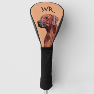 Couvre-club De Golf Chien géométrique Brown sur Monogramme Brown