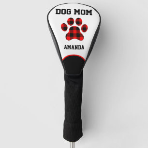 Couvre-club De Golf Chien Maman Empreinte de patte Rouge, Noir, Blanc