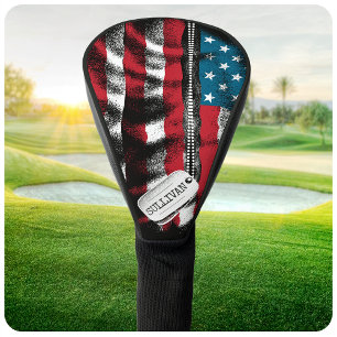 Couvre-club De Golf Chien militaire personnalisé Tags USA Drapeau