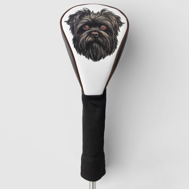 Couvre-club De Golf Chien noir Affenpinscher (Devant)