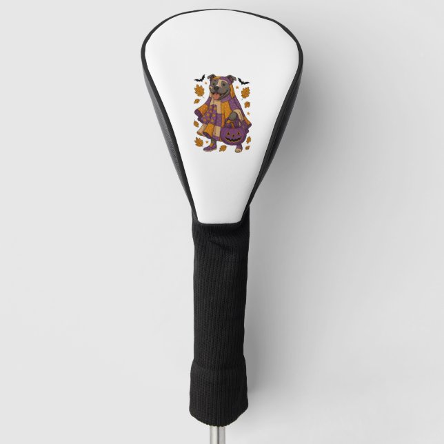 Couvre-club De Golf Chien Pitpull Fantôme Halloween (Devant)