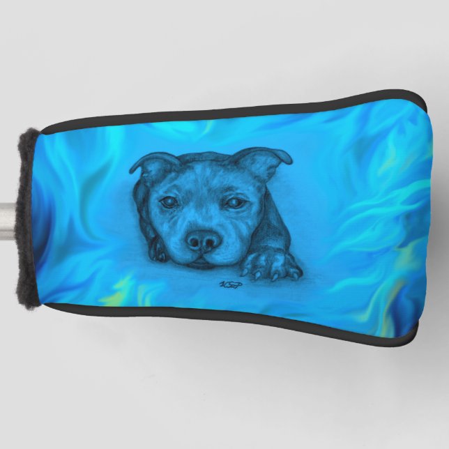 Couvre-club De Golf Chiots Staffy Bleu (Devant)