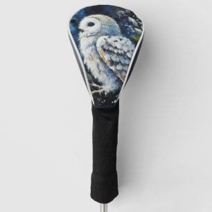 Couvre-club De Golf Chouette blanche sur branche dans la peinture lune