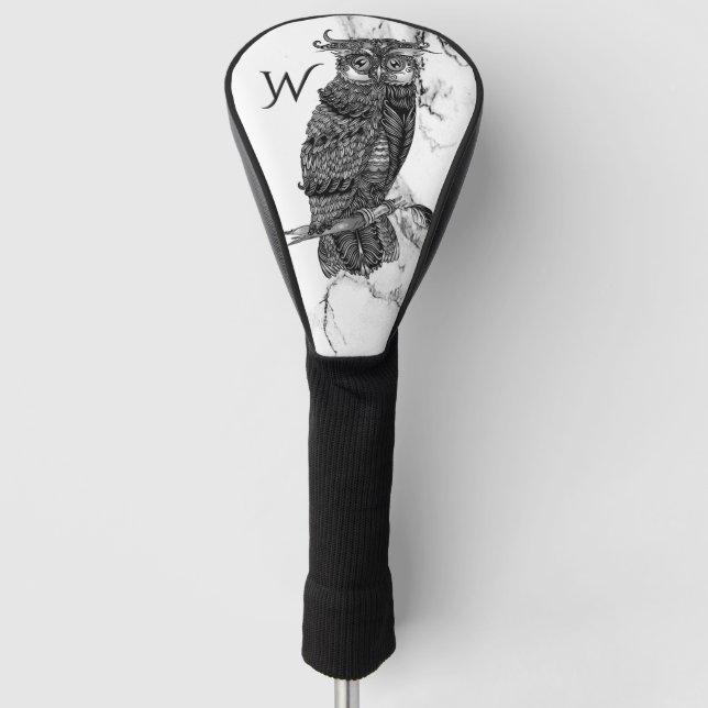 Couvre-club De Golf Chouette camouflée sur marbre (Devant)