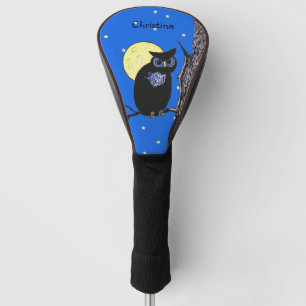 Couvre-club De Golf Chouette noire dans le ciel nocturne étoile de la