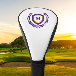 Couvre-club De Golf Cimetière du logo du Monogramme violet et or