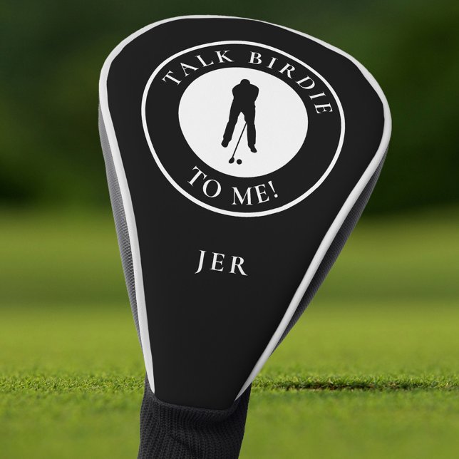 Couvre-club De Golf Citation de golfeur drôle Monogramme personnalisé  (Funny Golfer Saying Custom Monogram Black Golf Head Cover)