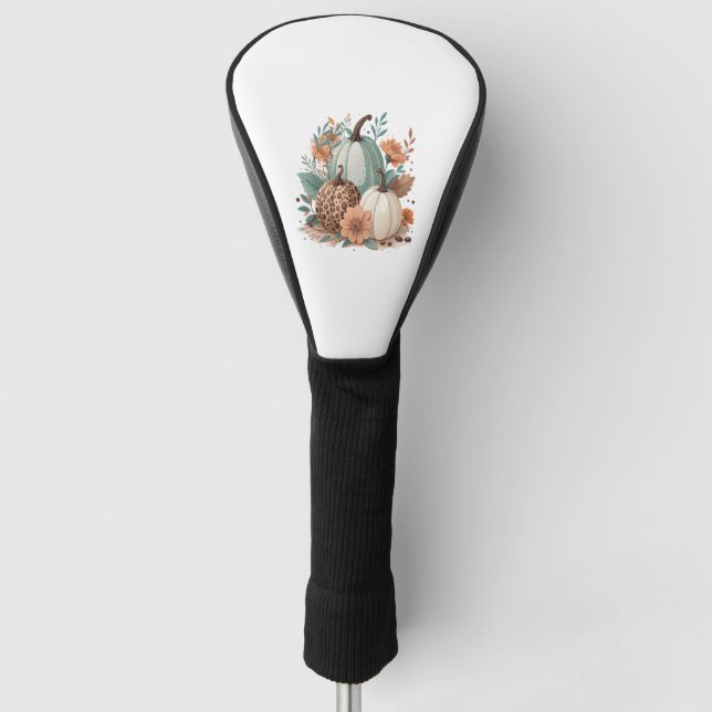 Couvre-club De Golf Citrouille Boho Floral (Devant)