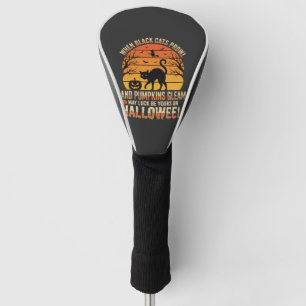 Couvre-club De Golf Citrouille Chat Noir Halloween Design Vectoriel