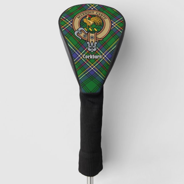 Couvre-club De Golf Clan Cockburn Crest sur Tartan (Devant)