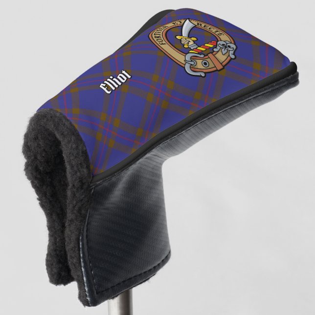 Couvre-club De Golf Clan Elliot Crest sur Tartan moderne (Devant 3/4)