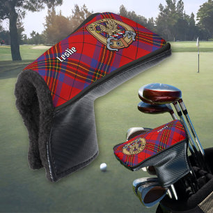 Couvre-club De Golf Clan Leslie Crest sur Red Tartan