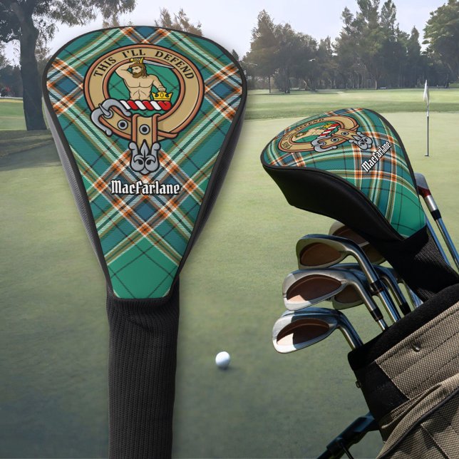 Couvre-club De Golf Clan MacFarlane Crest sur Tartan de chasse antique (Créateur téléchargé)