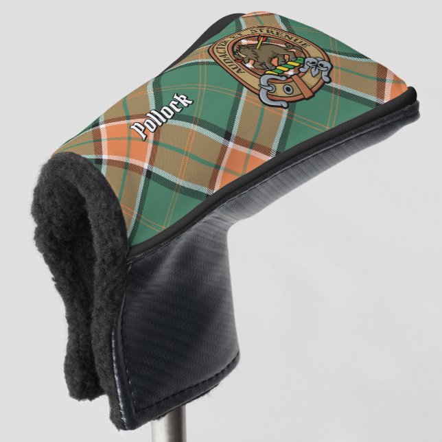 Couvre-club De Golf Clan Pollock Crest sur Tartan (Devant 3/4)