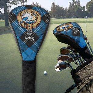 Couvre-club De Golf Clan Ramsay Crest sur Blue Hunter Tartan