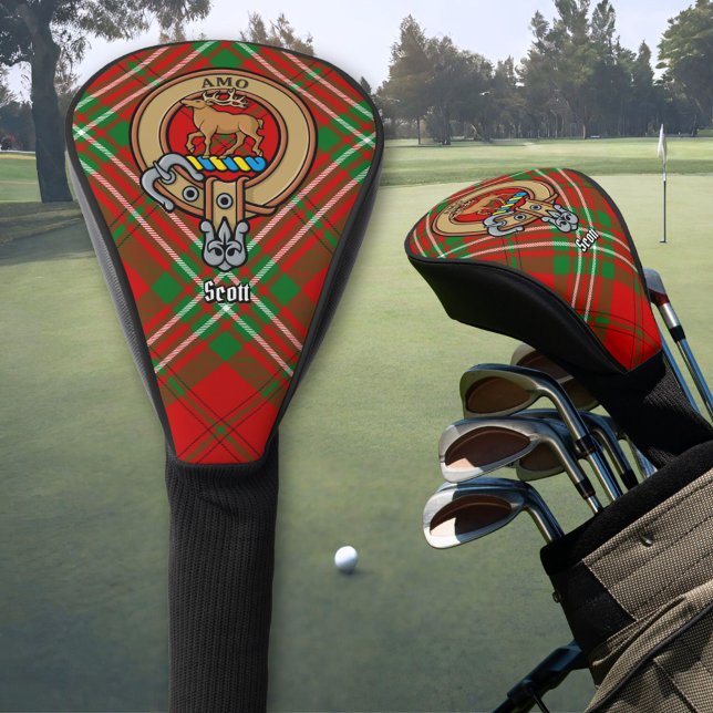 Couvre-club De Golf Clan Scott Crest sur Red Tartan Golf Head Cover (Créateur téléchargé)