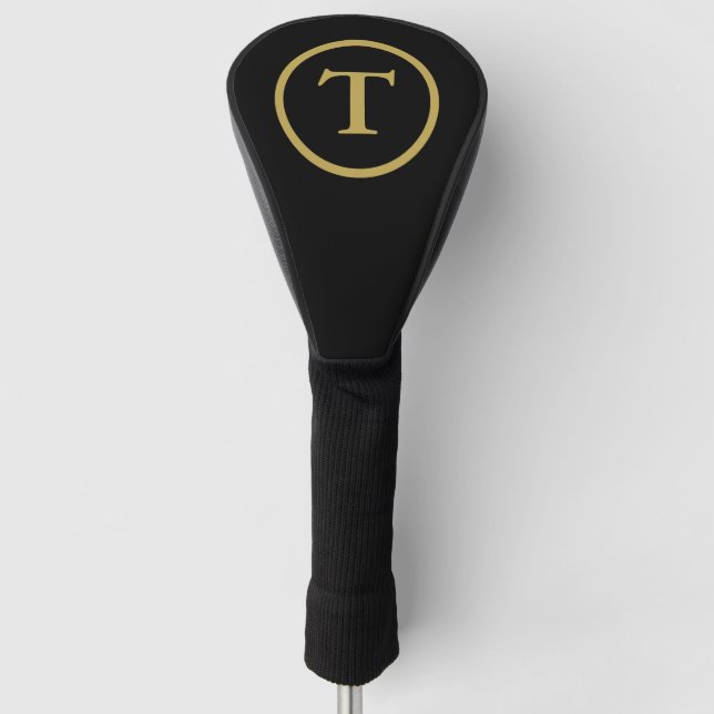 Couvre-club De Golf Classic Noir & Or Monogramme (Devant)