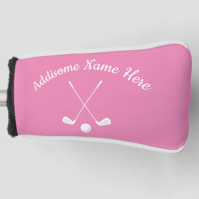 Couvre-club De Golf Club de golf rose blanc Monogramme Dames (Devant)