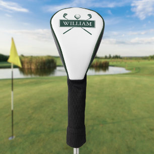 Couvre-club De Golf Clubs À Nom Personnalisé Et Balle Émeraude Verte