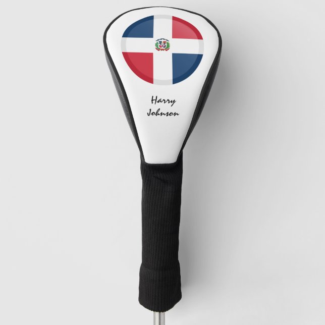 Couvre-club De Golf Clubs De Golf Dominicains Drapeau Et Monogrammes (Devant)