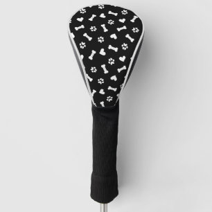 Couvre-club De Golf Coeur Chien Paws Et Os Noir