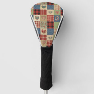 Couvre-club De Golf Cœur de courtepoint de campagne en patchwork rouge