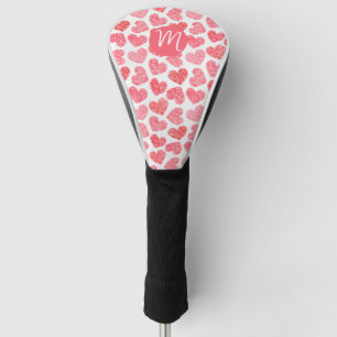 Couvre-club De Golf Coeur mignon rouge griffé Saint Valentin Monogramm