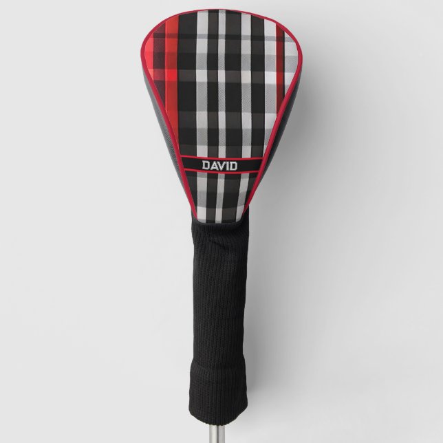 Couvre-club De Golf Collection Abstraite Red Black Plaid (Devant)
