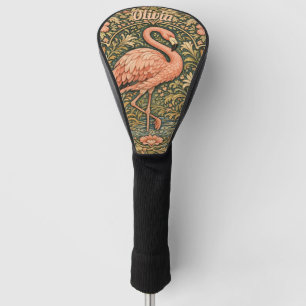 Couvre-club De Golf Conception art nouveau de flamant rose vintage