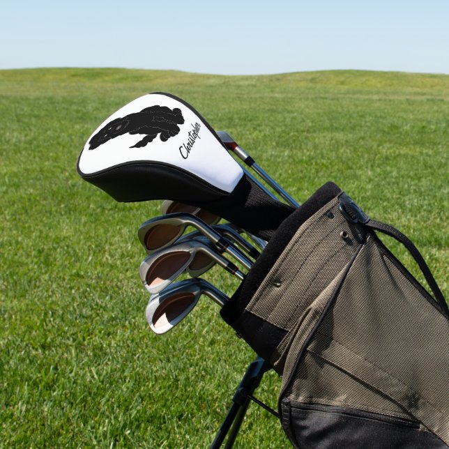 Couvre-club De Golf Conception de Goldendoodle noir sur fond de couleu (In Situ)