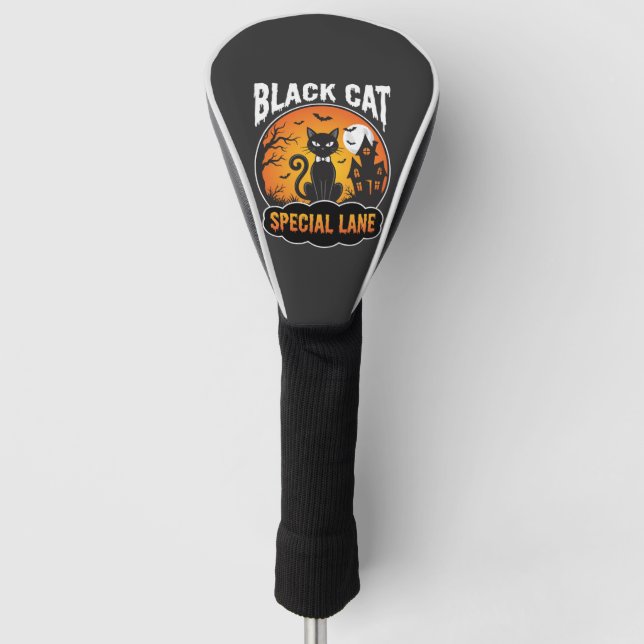 Couvre-club De Golf Conception de Maison Hantée de Chat Noir Halloween (Devant)