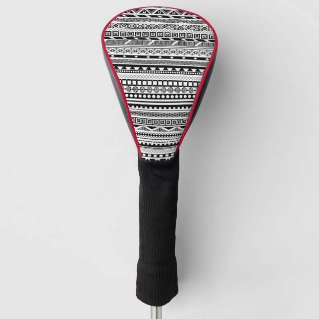 Couvre-club De Golf Conception de motifs aztèques noir blanc mignonne (Devant)