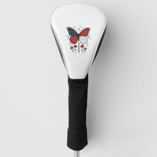Couvre-club De Golf Conception de T-shirt vintage papillon patriotique