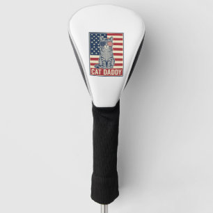 Couvre-club De Golf Conception de vecteur de chat patriotique Cat Dadd