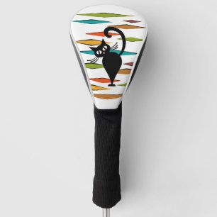 Couvre-club De Golf Conception du chat noir du milieu du siècle