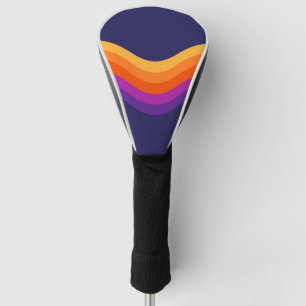 Couvre-club De Golf Conception simple et colorée d'ondes de style rétr