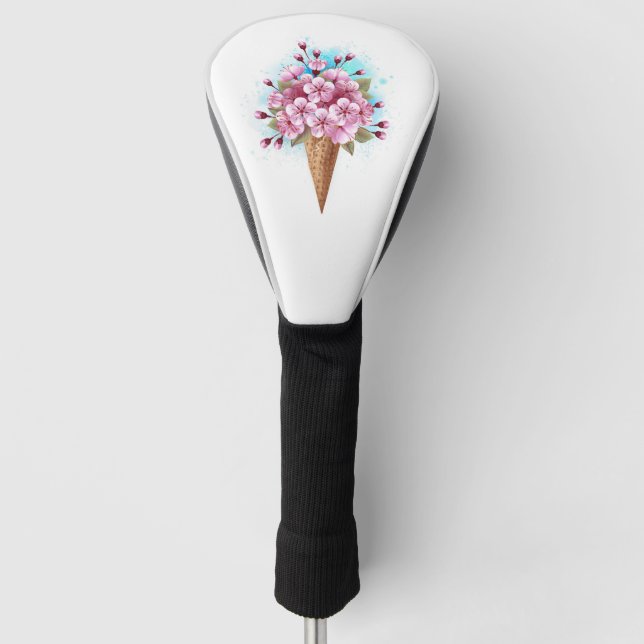 Couvre-club De Golf Cône rose Sakura crème glacée gaufre (Devant)