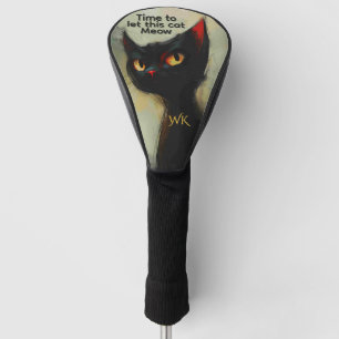 Couvre-club De Golf Connaissant Chat Ninja Noir Drôle et Monogrammé