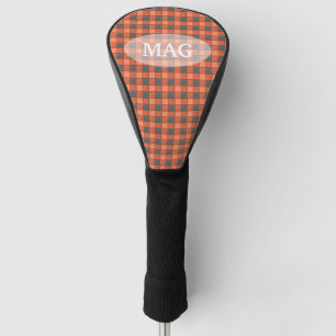 Couvre-club De Golf Contrôle orange et noir de plaid