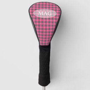 Couvre-club De Golf Contrôle rose et noir de plaid