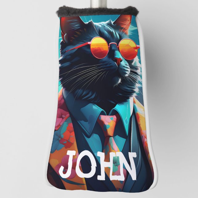 COUVRE-CLUB DE GOLF COOL CAT FUNNY GOLF COUVERT PERSONNALISÉ (Tourné à 90°)