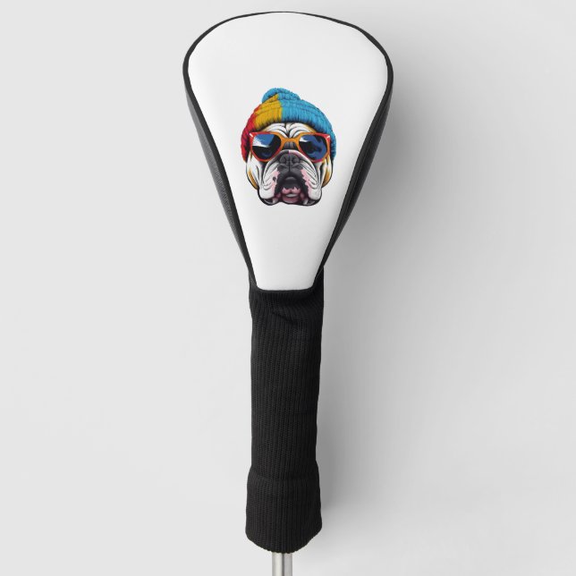 Couvre-club De Golf Cool English Bulldog avec un Casquette Beanie (Devant)
