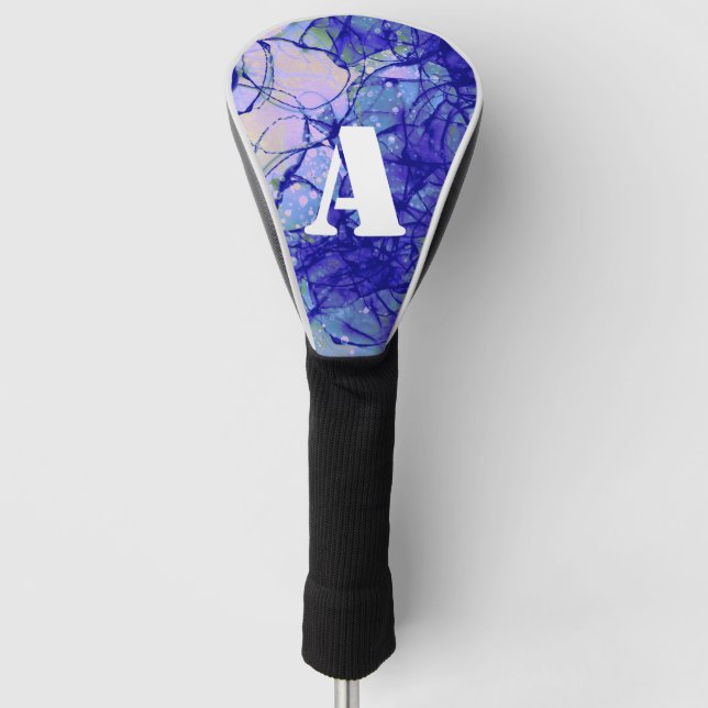 Couvre-club De Golf Cool Monogramme Bleu Art Abstrait (Devant)