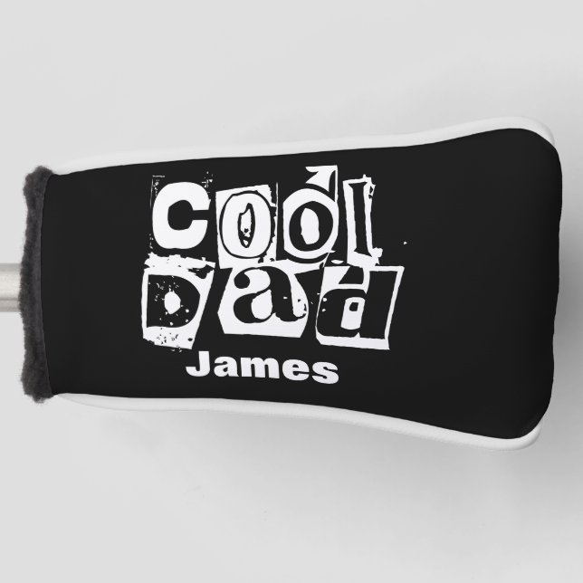Couvre-club De Golf Cool Papa Funny Typographie noir et blanc (Devant)