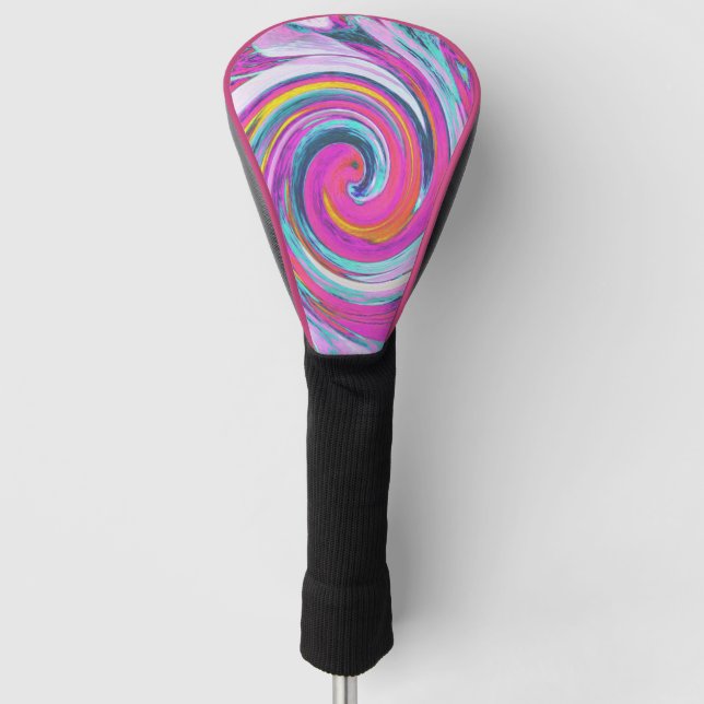 Couvre-club De Golf Cool Retro Magenta, Rose et Blue Liquid Art Swirl (Devant)