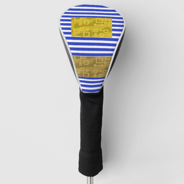 Couvre-club De Golf Cool Stripes Blue Gold Geometric  (Devant)