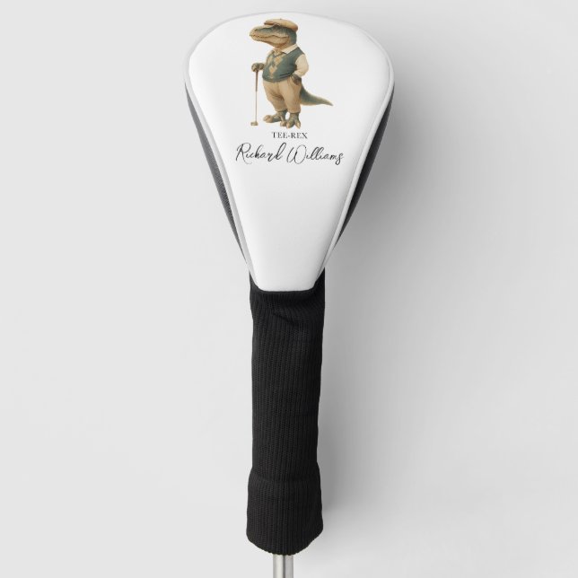 Couvre-club De Golf Cool Tee-Rex Golfer Dinosaur Signature Name (Devant)